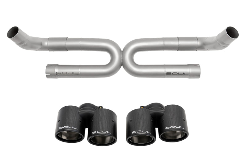 SOUL 17-19 Porsche 991.2 Carrera (Non-PSE) Perf. Exhaust w/o Drone Tubes - S Model - Carbon Tips