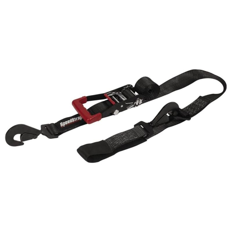 SpeedStrap 2In x 8Ft Ratchet Tie Down w/ Flat Snap Hooks & Axle Strap Combo, Made in the USA - GTR Auto