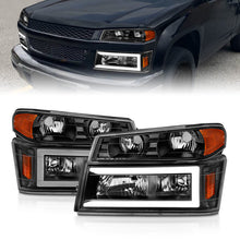 Load image into Gallery viewer, ANZO 04-12 GM Colorado/Canyon/I-Series Crystal Headlights - w/ Light Bar Black Housing 4pcs - GTR Auto