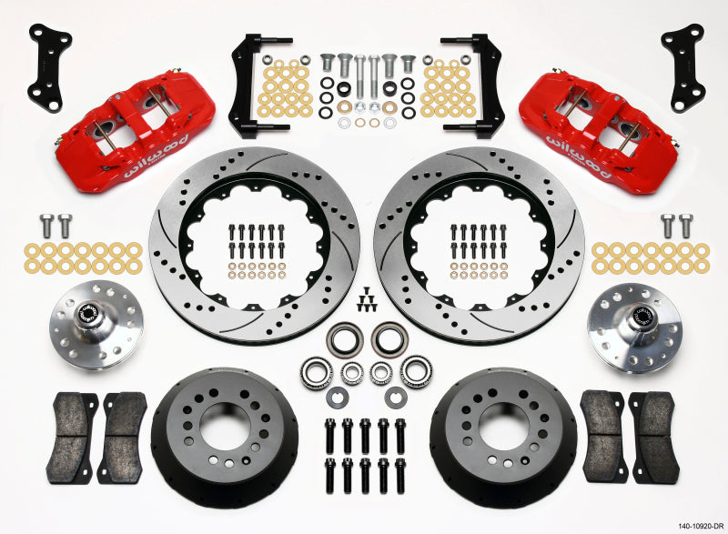 Wilwood AERO6 Front Hub Kit 14.00 Drilled Red 67-69 Camaro 64-72 Nova Chevelle - GTR Auto