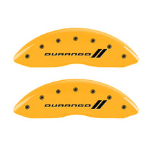 Load image into Gallery viewer, MGP 4 Caliper Covers Engraved F &amp; R w/ Stripes/Durango Yellow Finish Black Char 2006 Dodge Durango