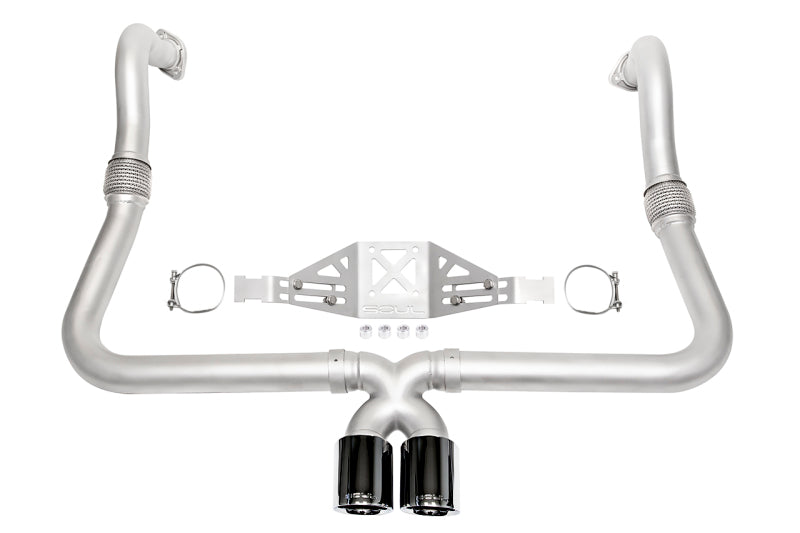 SOUL 17+ Porsche 718 Cayman / Boxster Performance Exhaust - Manual - Black Chrome Double Wall Tips