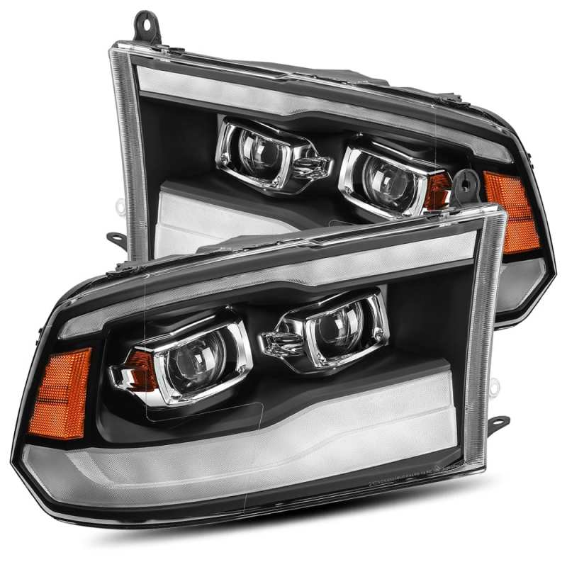 AlphaRex 09-18 Dodge Ram 1500HD PRO-Series Projector Headlights Plank Style Black w/Seq Signal/DRL - GTR Auto