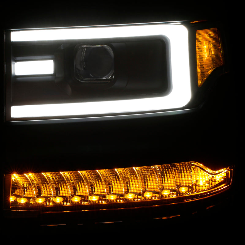 ANZO 16-17 Chevy Silverado 1500 Prjctr. Headlight Plank Styl. w/Amber (Only Work w/HID Equip. Truck) - GTR Auto