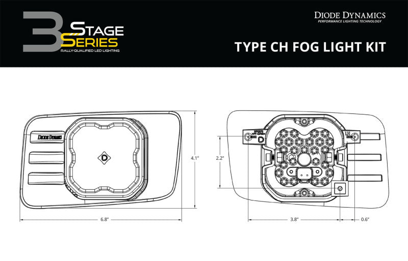 Diode Dynamics SS3 Type CH LED Fog Light Kit Max ABL - White SAE Fog - GTR Auto