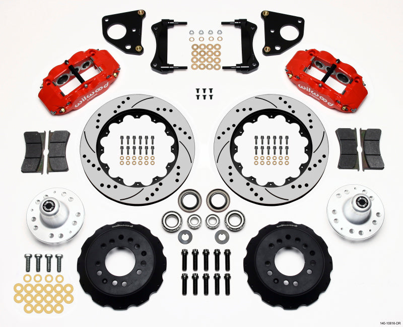 Wilwood Narrow Superlite 6R Front Hub Kit 14.00in Drill Red 62-72 CDP B & E Body-Drum - GTR Auto
