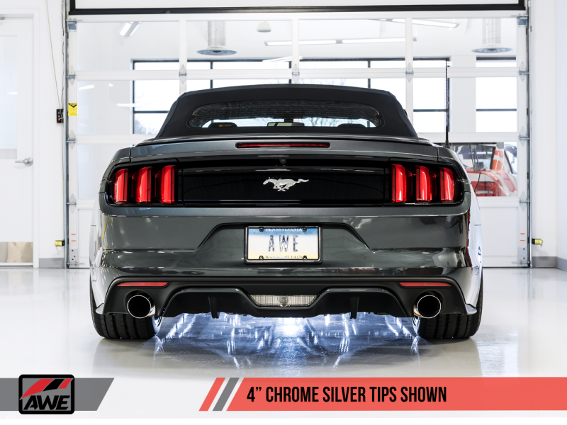 AWE Tuning S550 Mustang EcoBoost Axle-Back Exhaust - Touring Edition (Chrome Silver Tips)