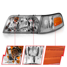 Load image into Gallery viewer, ANZO 1998-2005 Ford Crown Victoria Crystal Headlight Chrome With Bumper Light (OE) - GTR Auto
