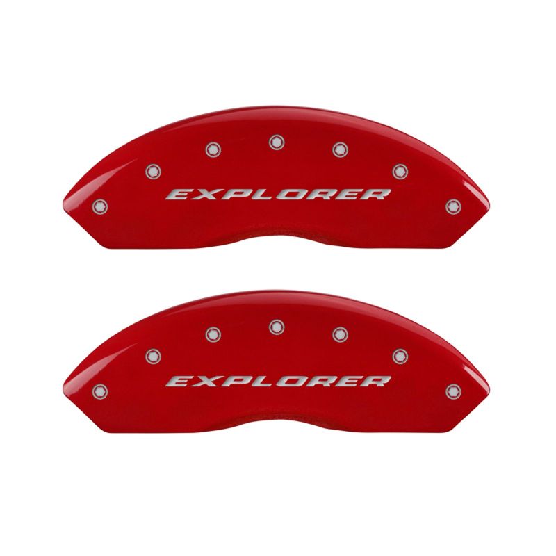 MGP 4 Caliper Covers Engraved Front & Rear Explorer Red finish silver ch - GTR Auto