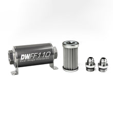 Load image into Gallery viewer, DeatschWerks Stainless Steel 8AN 5 Micron Universal Inline Fuel Filter Housing Kit (110mm) 8-03-110-005K-8
