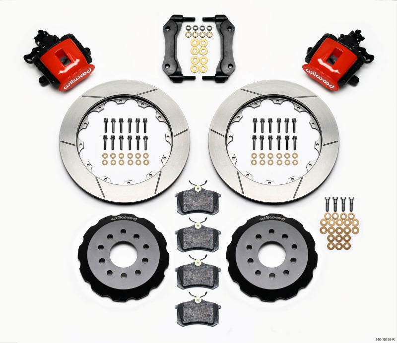 Wilwood Combination Parking Brake Rear Kit 12.88in Red Mustang 94-04 - GTR Auto