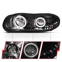 Load image into Gallery viewer, ANZO 1998-2002 Chevrolet Camaro Projector Headlights w/ Halo Black - GTR Auto