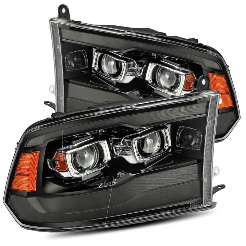 AlphaRex 09-18 Dodge Ram 1500HD PRO-Series Proj Headlights Plank Style Black w/Seq Signal/Smoked DRL - GTR Auto