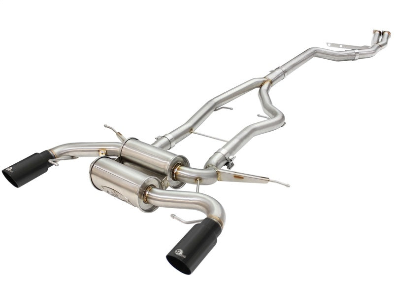 aFe MACHForce XP SS-304 Black Tip 3.0in-2.5in Dia Cat Back Exhaust 11-13 BMW 335i (E90/E92) 3.0L - GTR Auto