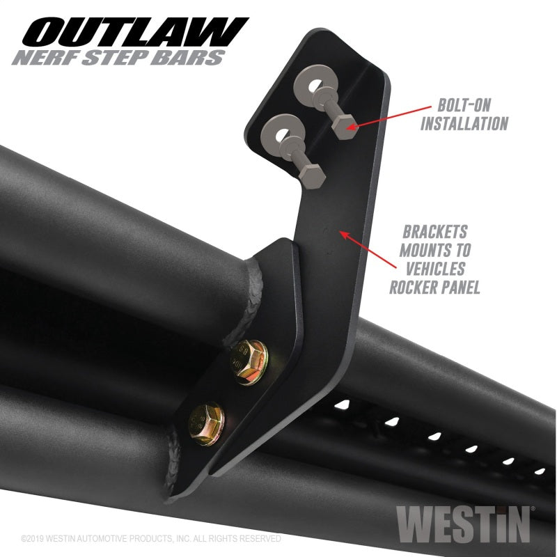Westin 14-18 Chevrolet/GMC Silv/Seirra 1500 Double Cab Outlaw Nerf Step Bars - Textured Black - GTR Auto