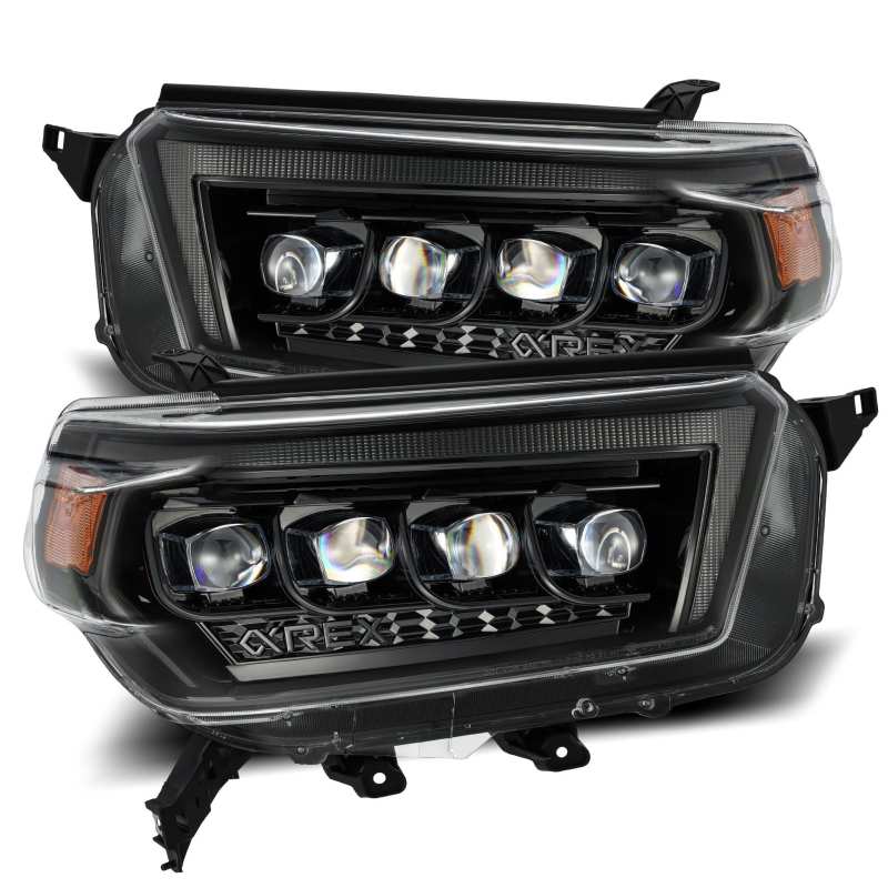 AlphaRex 10-13 Toyota 4Runner NOVA LED Proj Headlights Plank Style Alpha Black w/Seq Signal/DRL - GTR Auto