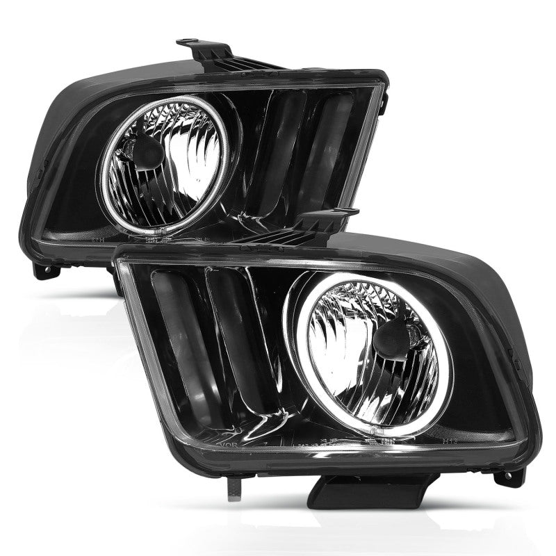 ANZO 2005-2009 Ford Mustang Crystal Headlights w/ Halo Black (CCFL) - GTR Auto