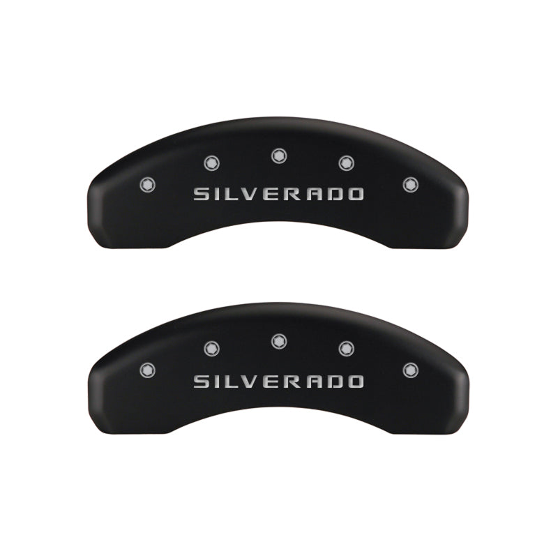 MGP 4 Caliper Covers Engraved Front & Rear Silverado Red finish silver ch - GTR Auto
