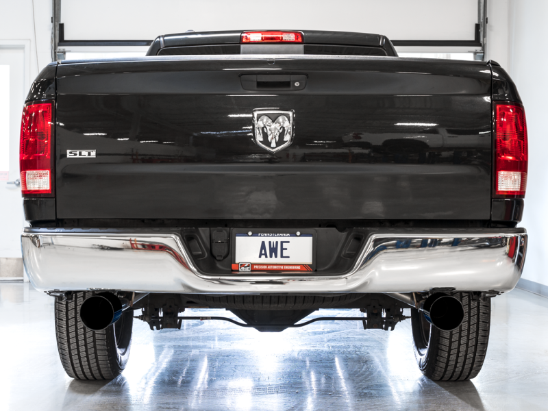 AWE Tuning 09-18 RAM 1500 5.7L (w/o Cutout) 0FG Dual Rear Exit Cat-Back Exhaust - Diamond Black Tips - GTR Auto