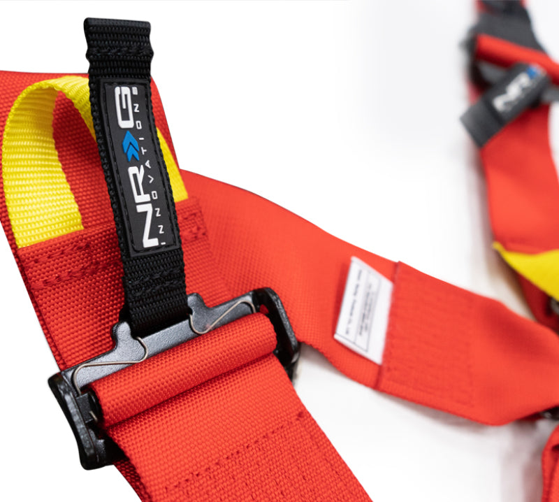 NRG FIA 6pt 2in. Shoulder Belt for HANS Device/ Rotary Cam Lock Buckle/ 3in. Waist Belt - Red - GTR Auto