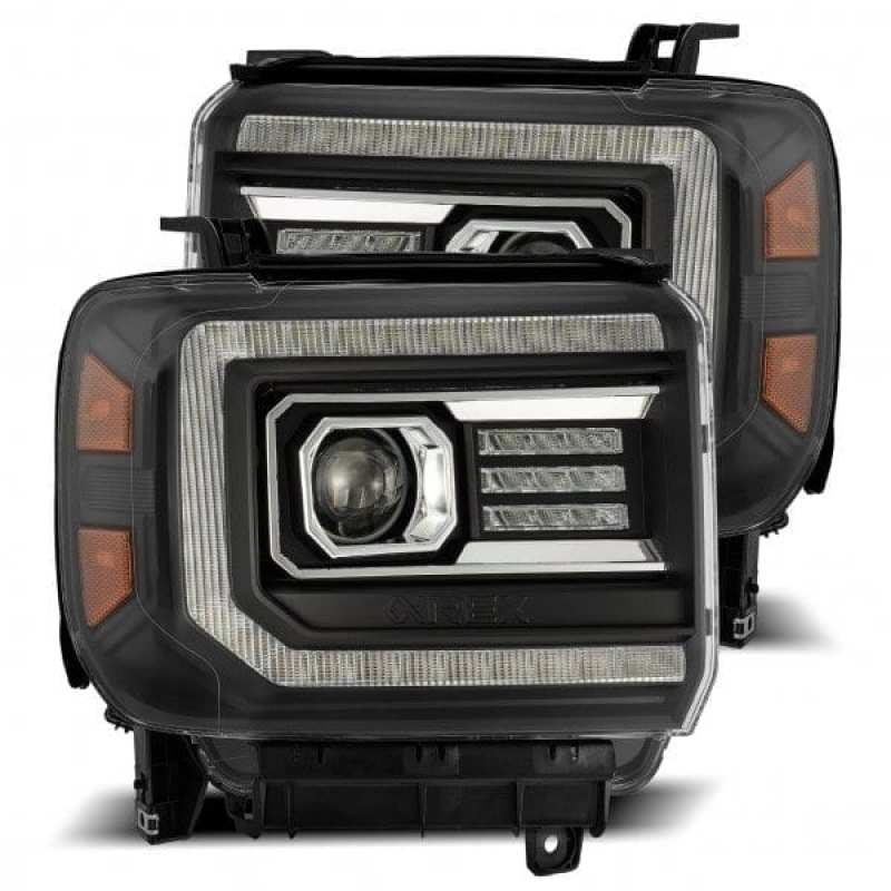 AlphaRex 14-18 GMC Sierra PRO-Series Proj Headlights Plank Style Black w/Activ Light/Seq Signal/DRL - GTR Auto