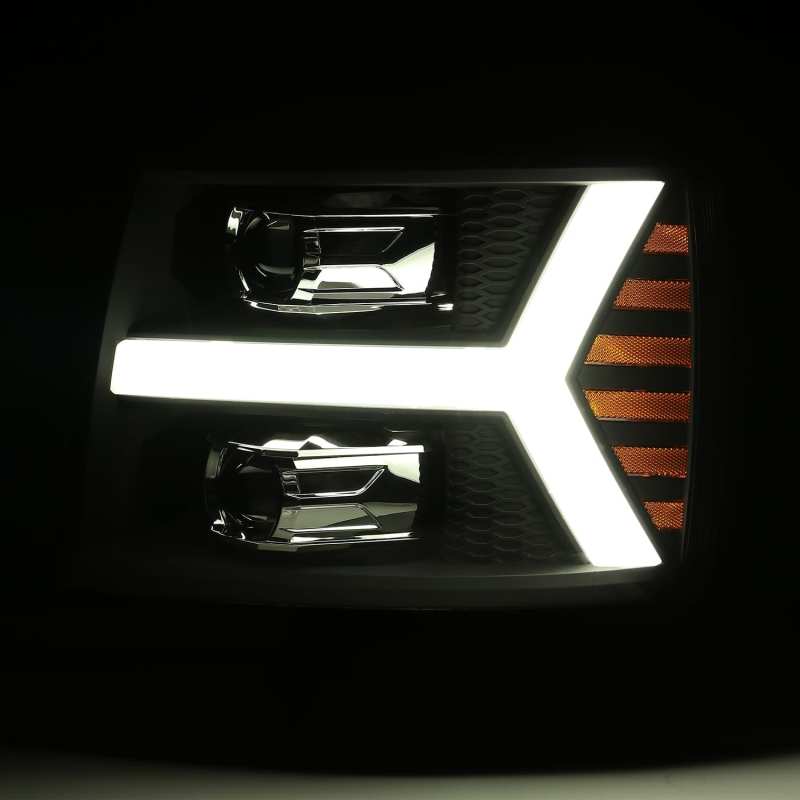 AlphaRex 07-13 Chevy 1500HD PRO-Series Proj Headlights Plank Style Chrome w/Activ Light/Seq Signal - GTR Auto