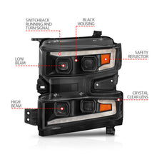 Load image into Gallery viewer, ANZO 19-22 Chevrolet Silverado 1500 LED Proj HL w/Lgt Bar SwBk Seq. Blk w/In. Light - Driver Side ON - GTR Auto