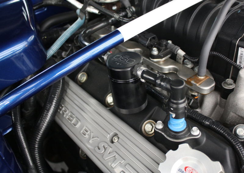 J&L 07-14 Ford Mustang GT500 Passenger Side Oil Separator 3.0 - Black Anodized - GTR Auto