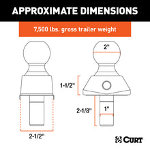 Load image into Gallery viewer, Curt 2.5in Cushion Hitch Trailer Ball w/ 1in Diameter Hole (Rated for 7500lbs)