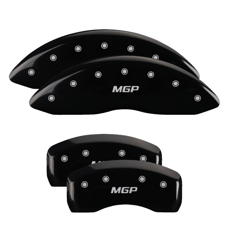 MGP 4 Caliper Covers Engraved Front & Rear MGP Black finish silver ch - GTR Auto