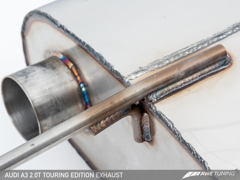 AWE Tuning Audi 8V A3 Touring Edition Exhaust - Dual Outlet Diamond Black 90 mm Tips - GTR Auto