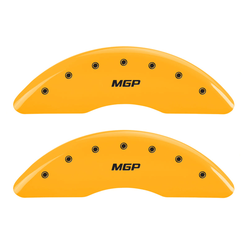 MGP 4 Caliper Covers Engraved Front & Rear MGP Yellow finish black ch - GTR Auto