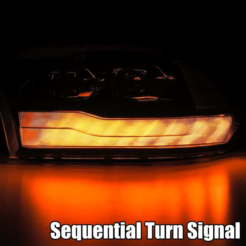 AlphaRex 09-18 Dodge Ram 1500HD PRO-Series Projector Headlights Plank Style Black w/Seq Signal/DRL - GTR Auto