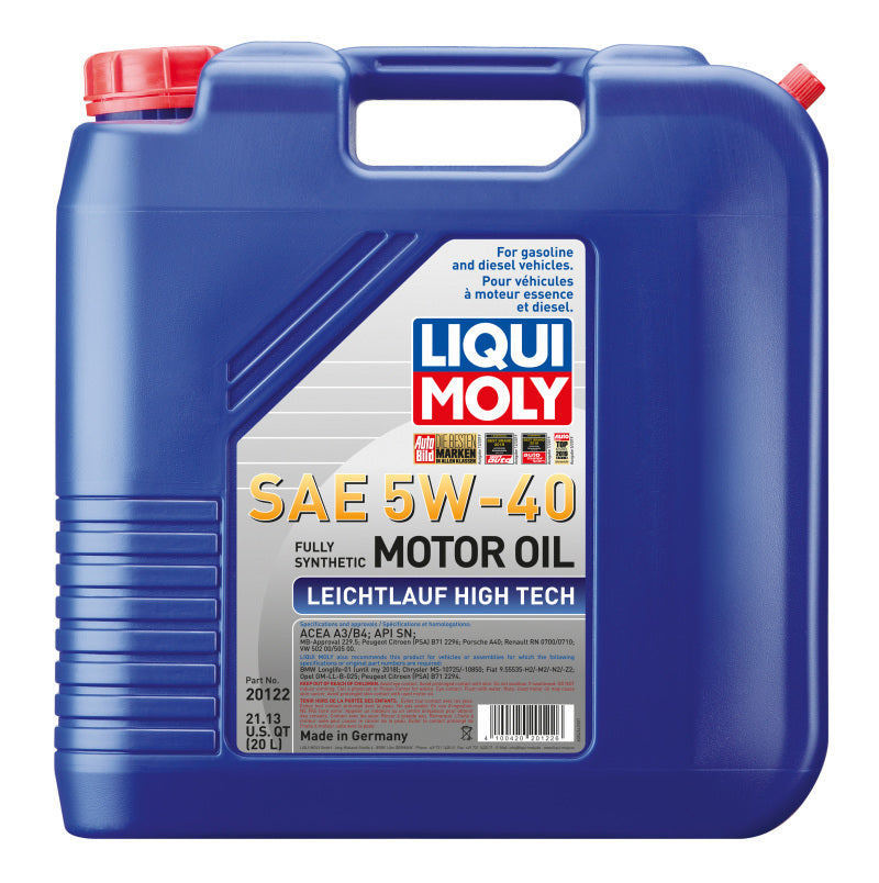 LIQUI MOLY 20L Leichtlauf (Low Friction) High Tech Motor Oil SAE 5W40 - GTR Auto