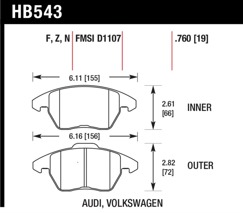 Hawk 2006-2009 Audi A3 TFSIi Quattro 2.0 HPS 5.0 Front Brake Pads - GTR Auto