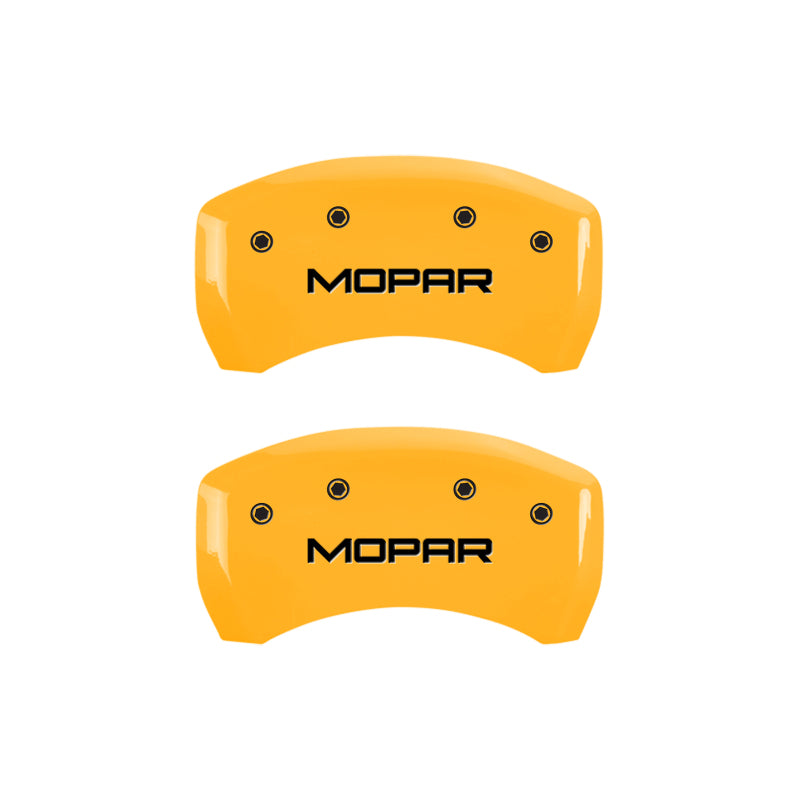 MGP 4 Caliper Covers Engraved Front & Rear Mopar Yellow Finish Black Char 2007 Dodge Charger - GTR Auto