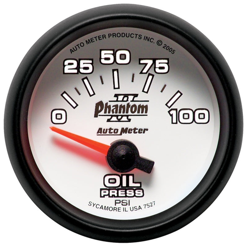 Autometer Phantom II 52mm Short Sweep Electronic 0-100psi Oil Pressure Gauge 7527