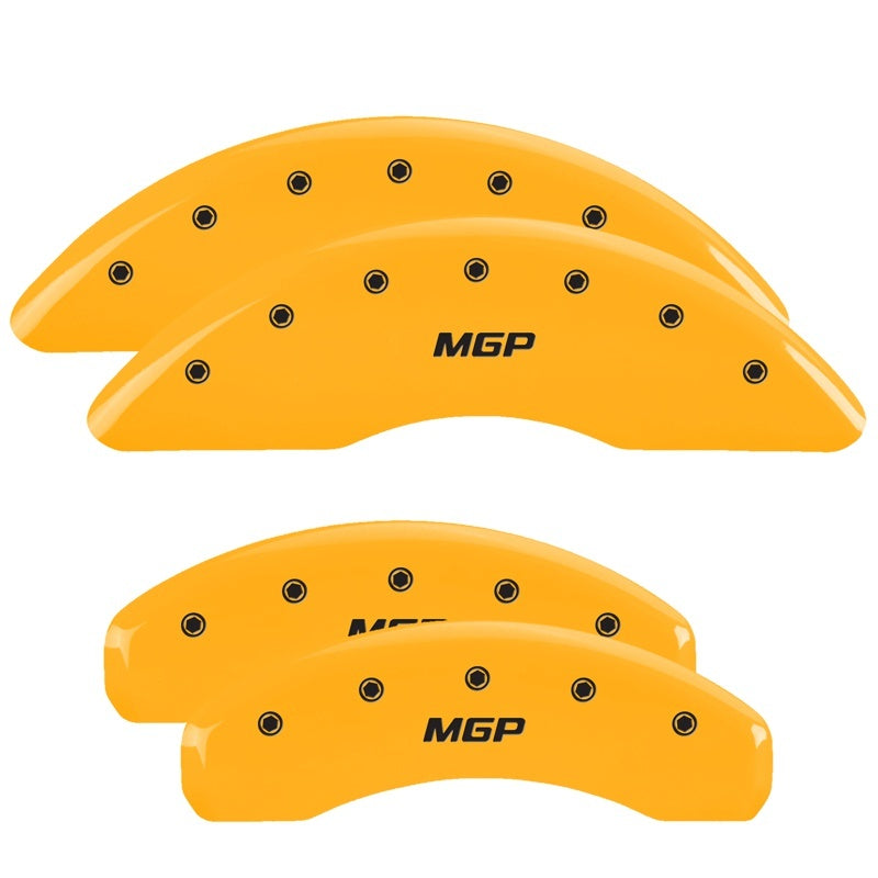 MGP 4 Caliper Covers Engraved Front & Rear MGP Yellow finish black ch - GTR Auto