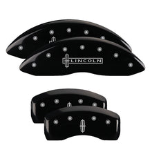 Load image into Gallery viewer, MGP 4 Caliper Covers Engraved Fr Lincoln Rr Star Logo Blk Finish Silver Char 17 Lincoln Continental 36024SLC1BK