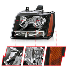 Load image into Gallery viewer, ANZO 2007-2014 Chevrolet Tahoe/Suburban Crystal Headlights Black - GTR Auto