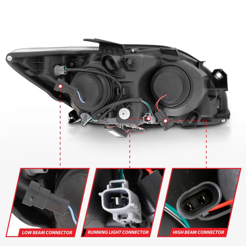ANZO 2005-2010 Scion Tc Projector Headlights w/ Halo Black (CCFL) - GTR Auto
