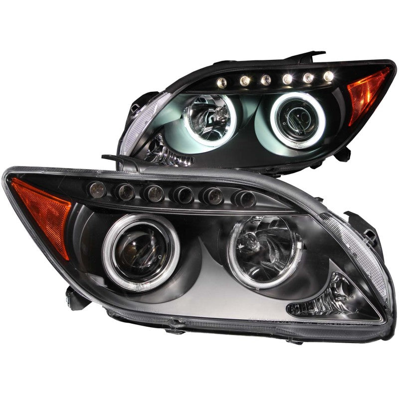 ANZO 2005-2010 Scion Tc Projector Headlights w/ Halo Black (CCFL) - GTR Auto