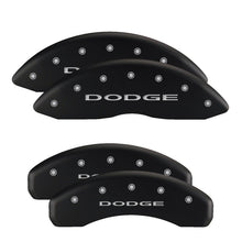 Load image into Gallery viewer, MGP 4 Caliper Covers Engraved Front &amp; Rear With out stripes/Dodge Black finish silver ch - GTR Auto