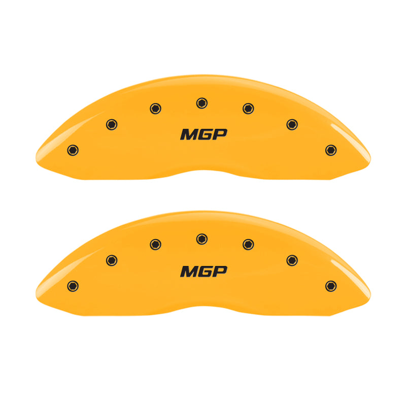 MGP 4 Caliper Covers Engraved Front & Rear MGP Yellow finish black ch - GTR Auto