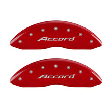 Load image into Gallery viewer, MGP 4 Caliper Covers Engraved Front Accord Engraved Rear Accord Red finish silver ch