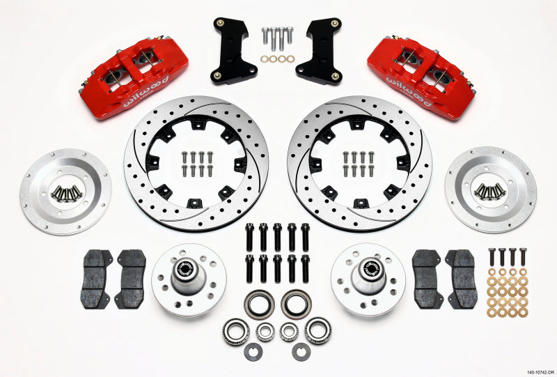Wilwood Dynapro 6 Front Hub Kit 12.19in Drilled Red 74-80 Pinto/Mustang II Disc Spindle only - GTR Auto