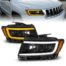 Load image into Gallery viewer, ANZO 11-13 Jeep Grand Cherokee (Factory Halogen Only) Projector Headlights w/Light Bar Swtchbk Black - GTR Auto