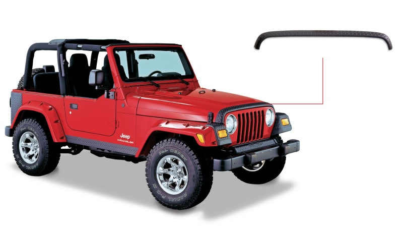 Bushwacker 18-19 Jeep Wrangler Rubicon/Sport//Unlimited/Sport S Hood Stone Guard- Black - GTR Auto