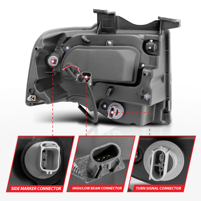 ANZO 2007-2014 Ford Expedition Projector Headlights w/ Halo Black - GTR Auto