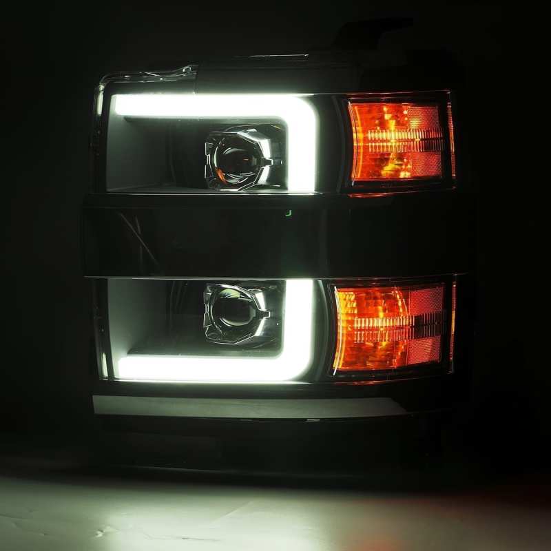 AlphaRex 15-19 Chevy 2500HD PRO-Series Proj Headlights Plank Style Blk w/Activ Light/Seq Signal/DRL - GTR Auto